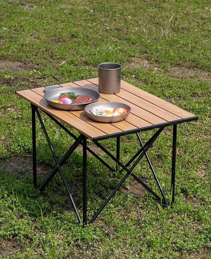iClimb Ultralight Compact Camping Folding Table with Carry Bag (Reinforced Silver - L)
