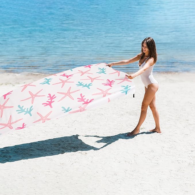 Beach Blanket Waterproof Sandproof Oversized, 9X10 Ft Extra Large Beach Mat Sand Free, Lightweight Compact Foldable Picnic Blankets w/ 4 Stakes & Pockets for Camping, Travel, Beach Vacation Essential