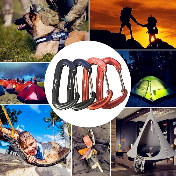 Carabiner,12KN Lightweight Heavy Duty Carabiner Clips,Aluminium Wiregate Caribeaners for Hammocks,Camping, Key Chains, Outdoor and Gym etc,Hiking & Utility
