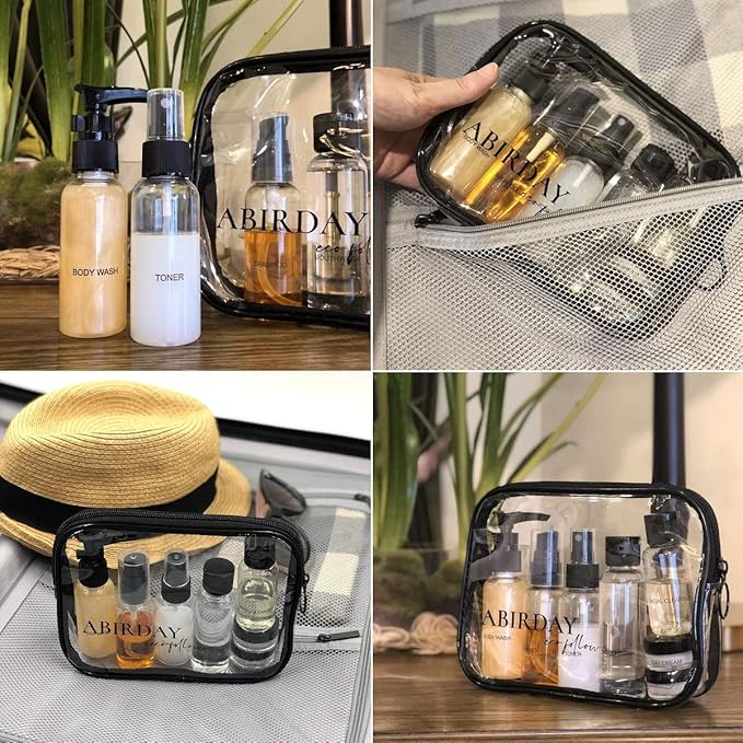 Travel Size Bottles Containers for Toiletries with Toiletry Bag Kit for Liquids, Leak-Proof & TSA Approved Carry-on for Airplane - Women/Men