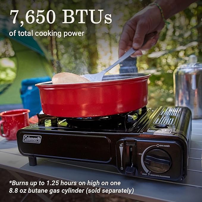 Coleman Classic 1-Burner Butane Stove, Portable Camping Cooktop with Carry Case & InstaStart Ignition, Adjustable Burner with 7650 BTUs of Power for Camping, Grilling, Tailgating, & More