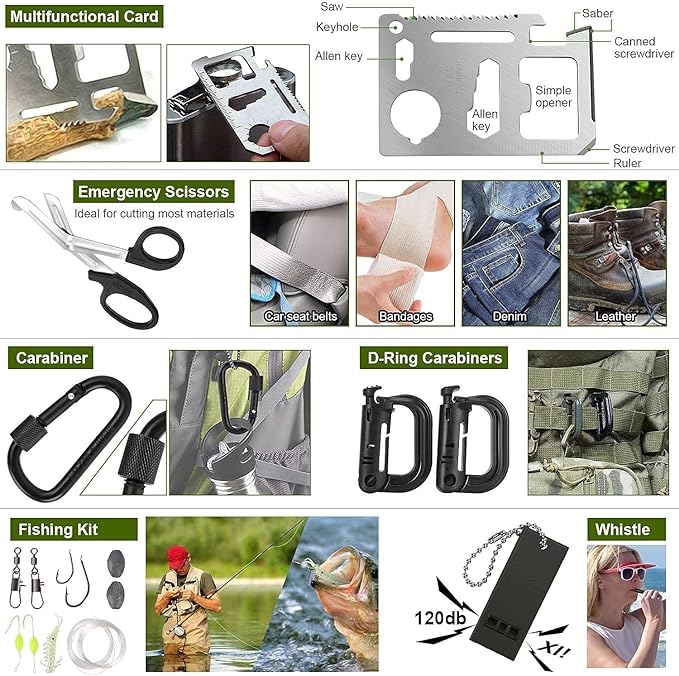 Survival Kit, 32 in 1 Professional Emergency Survival Gear Equipment Tools First Aid Supplies with Molle Pouch Gifts Ideas for Men Families SOS Tactical Hiking Hunting Disaster Camping Adventures…