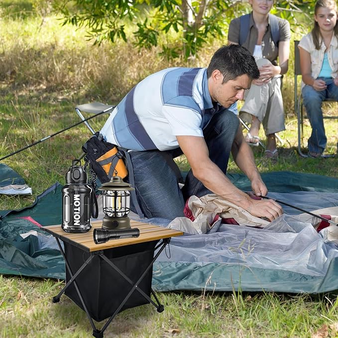Foldable Camping Side Table, Ultralight Small Beach Aluminum, Portable Outdoor Table with Carry Bag and Storage for Picnic, Grill, Hiking, Fishing, Sand, Camping, Nature