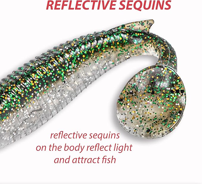 Paddle Tail Shad Swimbaits with 3D Eyes, Softbait Paddletails for Soft Bait Fishing, Swim Bait Fishing Soft Plastic Lures - Saltwater Paddle Tail Shady Fluke Baits