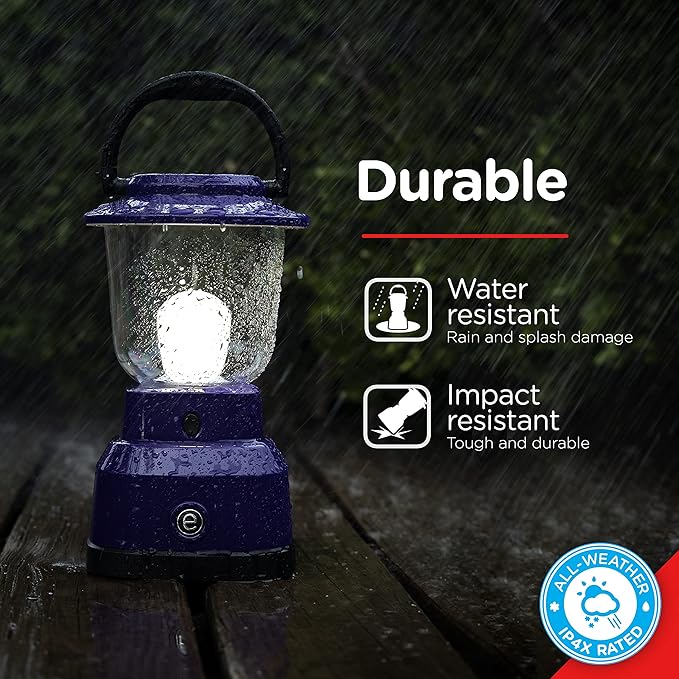 Enbrighten LED Large Camping Lantern, Battery Powered, USB Charging, 800 Lumens, 200 Hour Runtime, Carabiner Handle, Hiking Gear, Emergency Light, Blackout, Storm, Hurricane