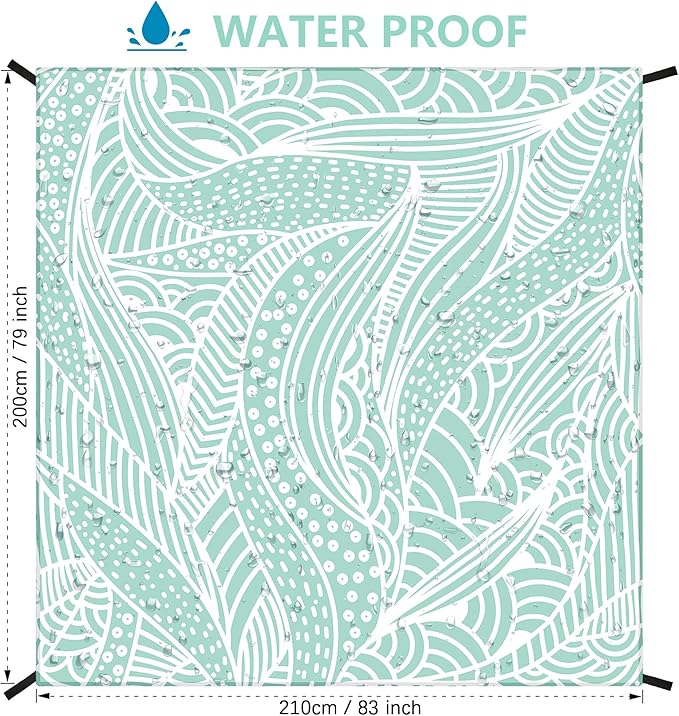 Beach Blanket Waterproof Sandproof Beach Mat 79โx 83โ for 1-4 Adults Quick Drying Durable Outdoor Picnic Mat for Beach Festival Travel Picnic Camping Hiking (LBL-Ripple, 79"ร83"(4 Person))