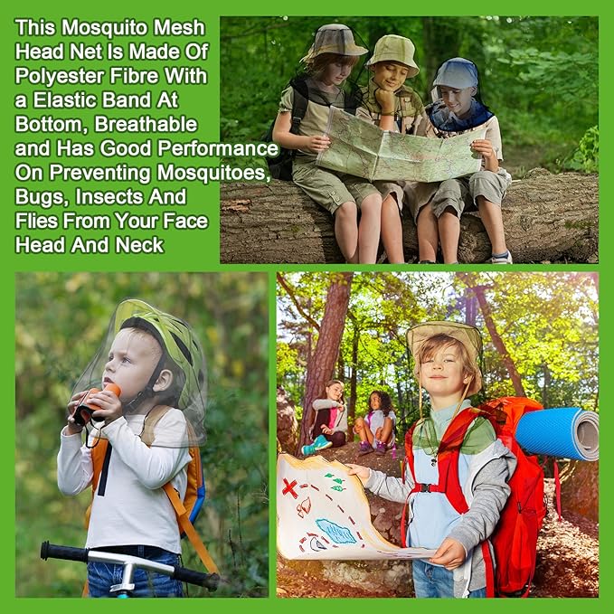 HESTYA 4 Pack Mosquito Net Mesh for Head Face Neck Fly Netting Hood from Bugs Gnats No See Net with Carry Bags for Outdoor