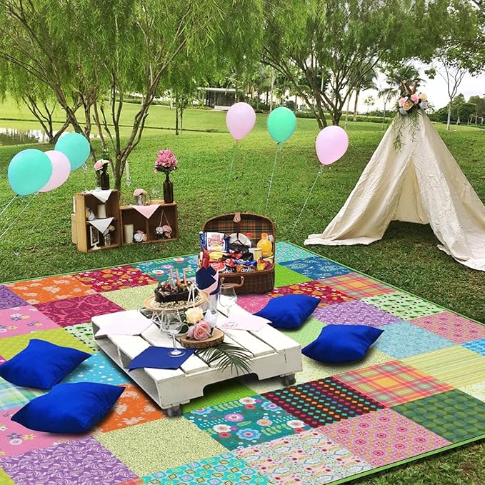 Extra Large Picnic Blankets Waterproof Foldable (60"x 80") Boho Beach Blanket Waterproof Sandproof,3-Layer Thicking Mat Outdoor Packable Camping Blanket