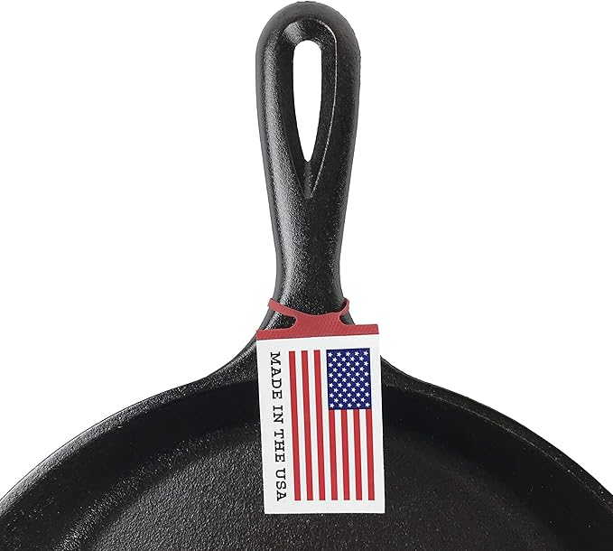 Lodge L9OG3 Cast Iron Round Griddle, Pre-Seasoned, 10.5-inch - Made in USA, Compatible with Stovetop, Oven, Grill & Campfire