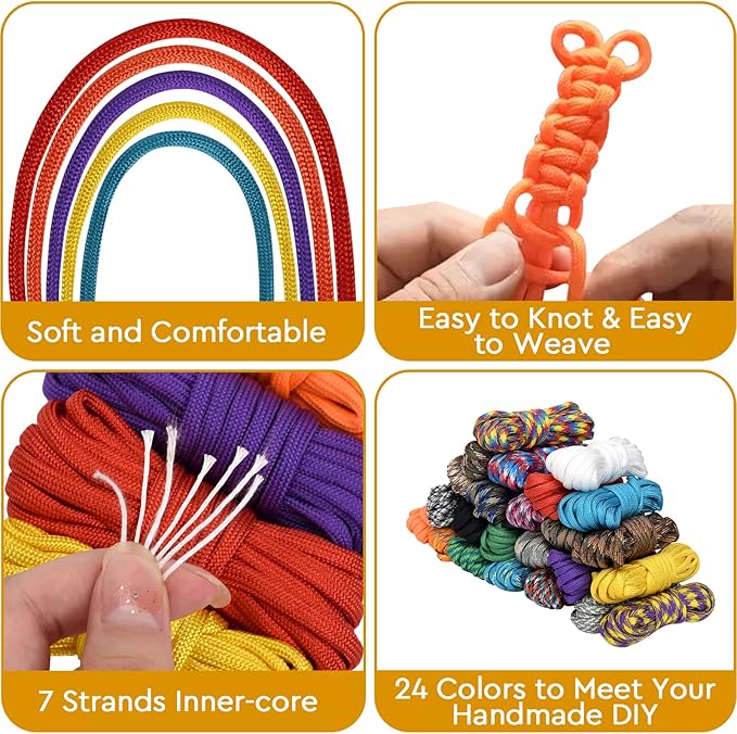 40 Colors 10 Feet Paracord Cord Multifunction Paracord Ropes 550lb Survival Paracord Random Combo Crafting Kit, for Making Lanyard, Bracelet, Dog Collar, Idea for Gift