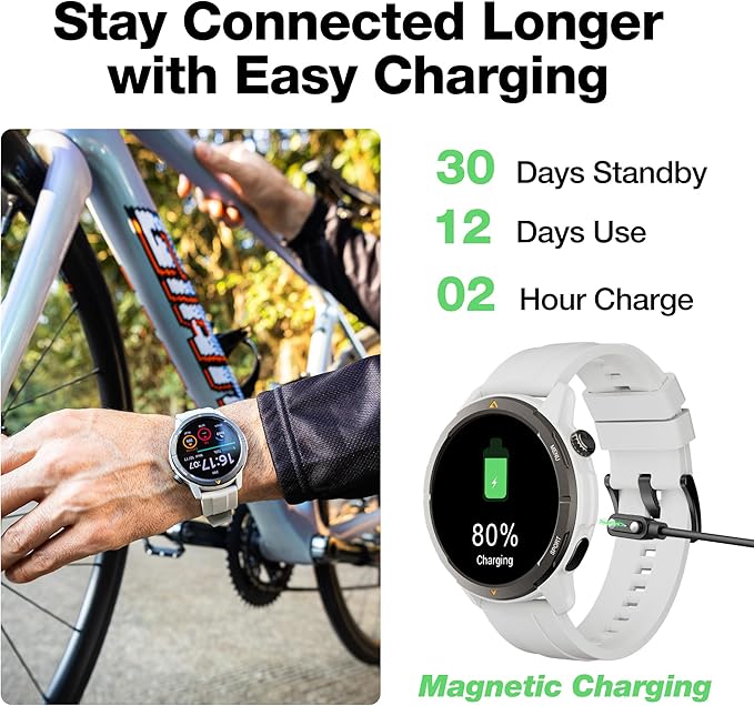 AGM Legion Rugged Smart Watch for Women, 1.43" HD AMOLED Touchscreen, Bluetooth Calling, 5 ATM & IP68, Sports Modes, Barometer & Altimeter, DIY Dial, 24/7 Heart Rate/SpO2/Sleep Monitor for iOS Android