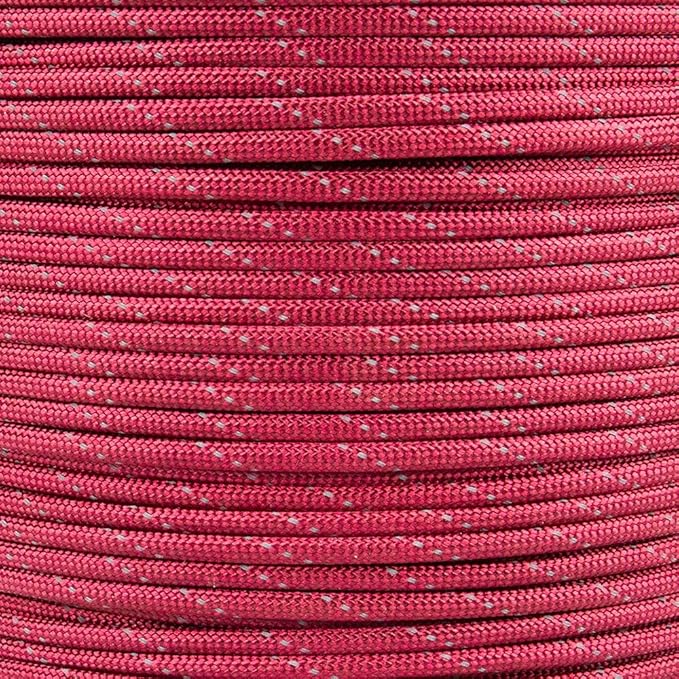 Reflective 550lb Paracord – 7 Strand Type III Nylon Parachute Cord for Hiking, Camping, and Fishing – 30+ Colors and 6 Length Options