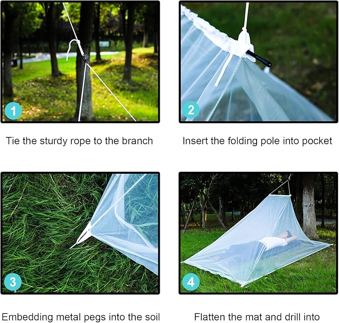 No-See-Ums Camping Mosquito Net Bed Compact and Ultra-Light for Travel,Finest Holes Mesh 2000 Noseeum Netting for Camping and Hiking, Without Sleeping Mat