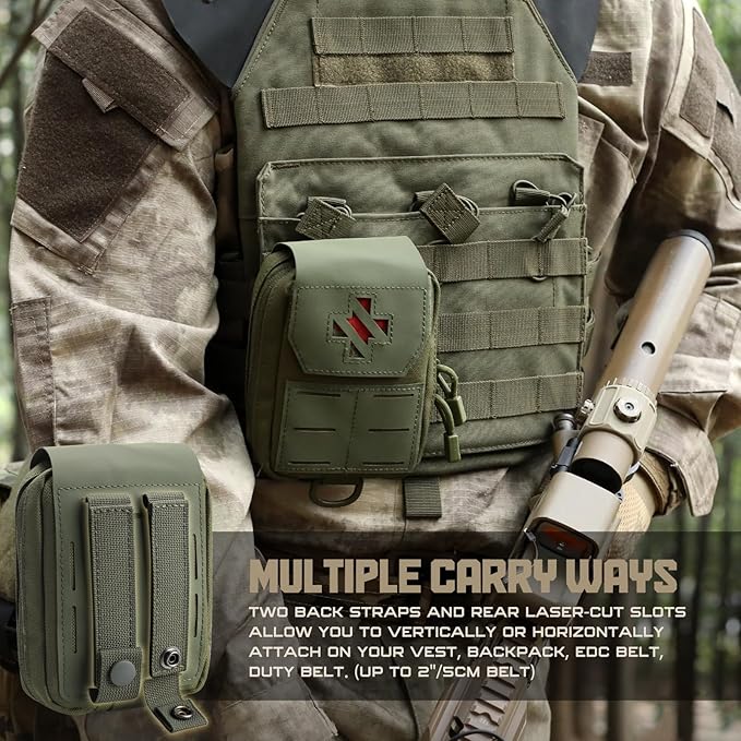 WYNEX Molle IFAK First Aid Pouch, Tactical Medical Trauma Pouch MED EMT Belt Pouch Small Portable Utility Emergency Survival Pack with Immediate Identify Cross for Belt Vest