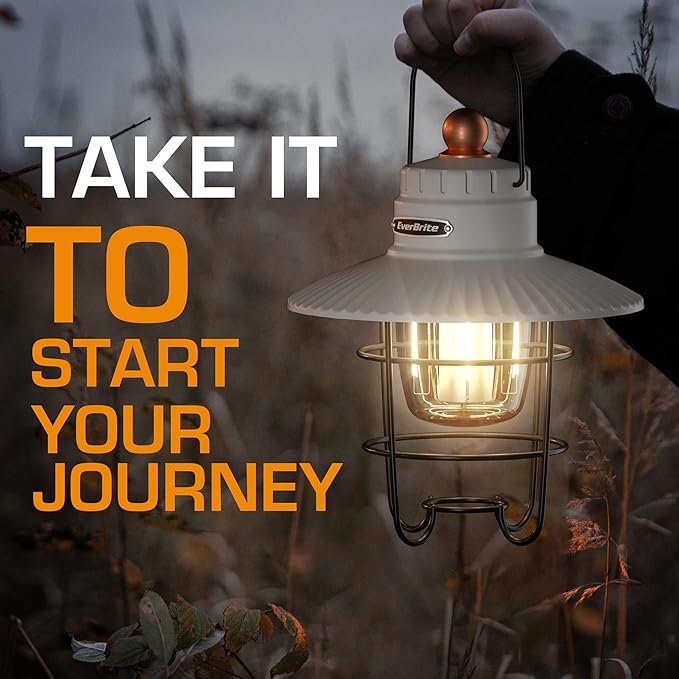 EverBrite LED Camping Lantern, USB C Rechargeable Lantern with 3 Light Modes, Vintage Outdoor Lanterns with Power Bank Function for Power Outages, Hurricane, Emergency, Fishing