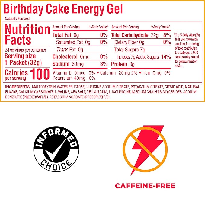 GU Energy Original Sports Nutrition Energy Gel, 24-Count, Birthday Cake