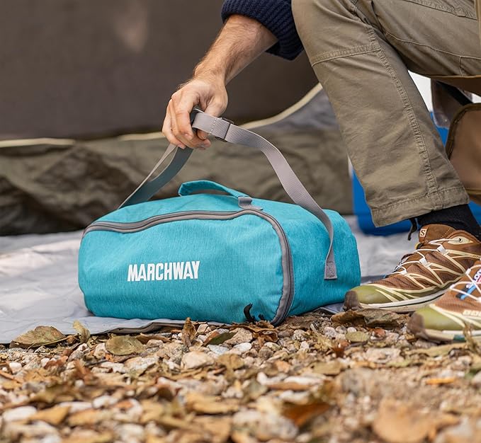 MARCHWAY Lightweight Folding Tent Camping Cot Bed with Lever Lock, Easy Setup Portable Compact for Outdoor Travel, Hunting, Hiking, Motorcycling, Support 330Lbs (Blue)
