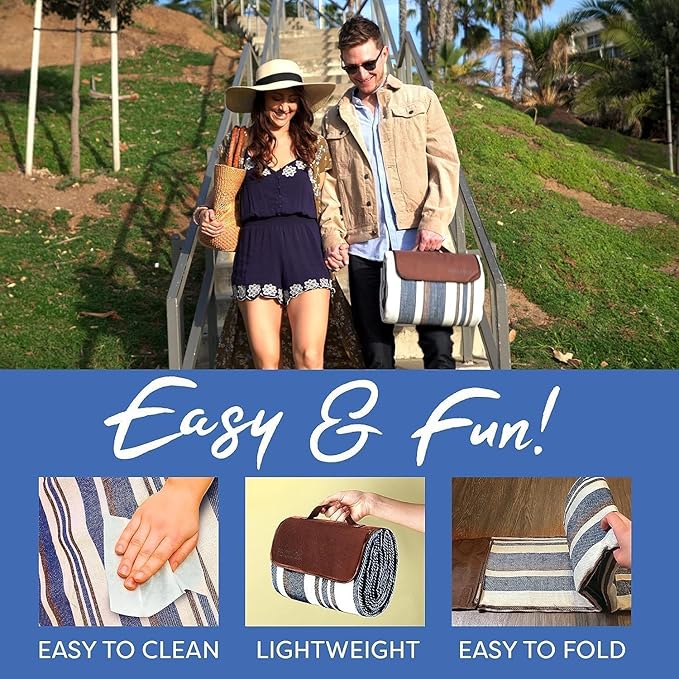 scuddles 80”x 80” Picnic Blanket Extra Large, Waterproof and Foldable Beach Blanket, 3-Layer Outdoor Blanket Fits Up to 6 Adults, for Camping, Park, Beach, Grass, Indoors Outdoors