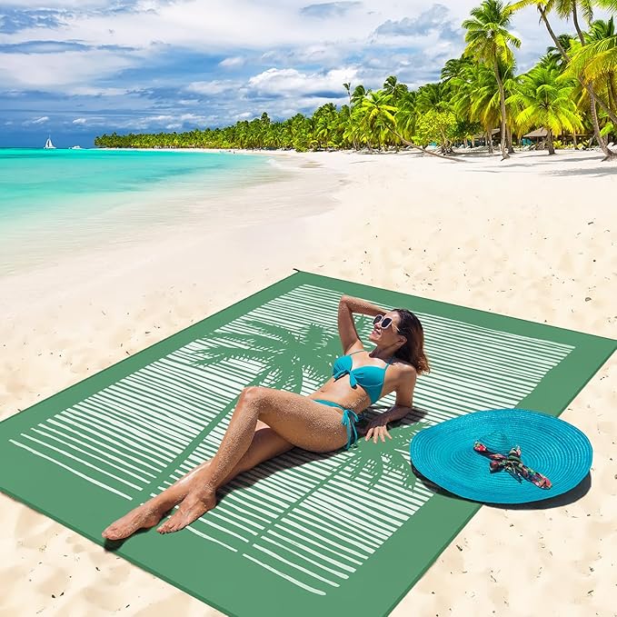 Beach Blanket Waterproof Sandproof Beach Mat 79โx 83โ for 1-4 Adults Quick Drying Durable Outdoor Picnic Mat for Beach Festival Travel Camping Hiking (COCOTREE, 79"ร83"(4 Person))