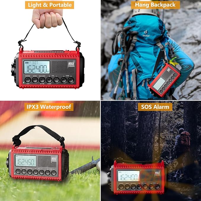 Raynic Emergency Radio, 5000mAh/18500mWh Weather Radio, Solar Hand Crank Emergency Radio with AM/FM/SW/NOAA, Cell Phone Charger, Headphone Jack, Flashlight, Type-C Charging and SOS Siren for Hurricane