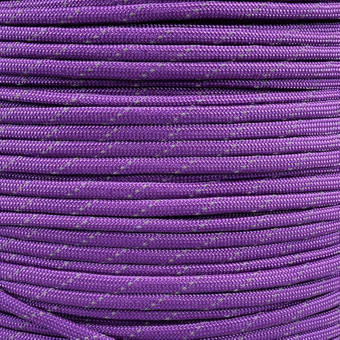 Reflective 550lb Paracord – 7 Strand Type III Nylon Parachute Cord for Hiking, Camping, and Fishing – 30+ Colors and 6 Length Options