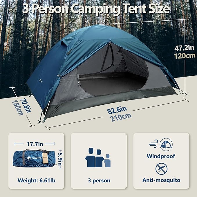 ShinHye Backpacking Tent for Camping, 1/2 Person Ultralight Backpacking Tent Easy Setup Tents Waterproof Lightweight Hiking Tents for Outdoor