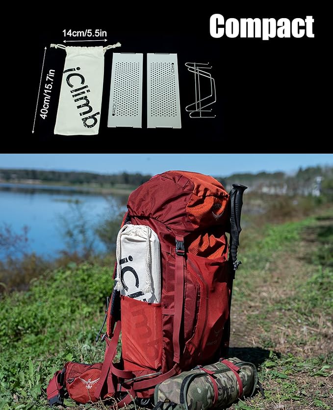 iClimb Mini Solo Folding Table Ultralight Compact for Backpacking Camping Hiking Beach Picnic (Silver - S)