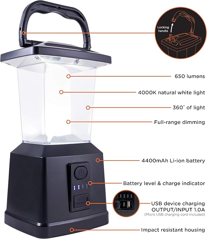 Enbrighten LED Camping Lantern, Battery Powered, Carabiner Handle, Hiking Gear, Emergency Light, Tent Light, Lantern Flashlight for Hurricane, Emergency, Survival Kits, Fishing, Home and More