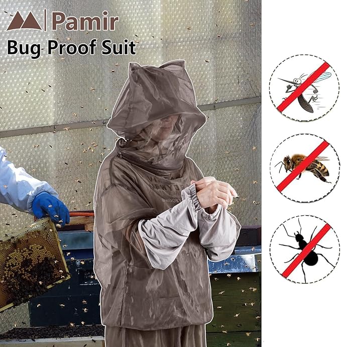 Mosquito Net Suit-Jacket Hood& Pants, Light-Weight& Breathable Mesh Clothing for Men& Women, Ideal for Fishing, Hiking.