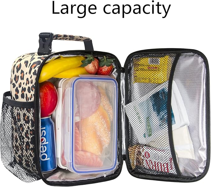 Hap Tim Insulated Lunch Bag Women, Reusable Lunch Box for Women, Adluts Lunchbox for Office Work, Portable Lunchbag, Leopard Print(18654-LP)