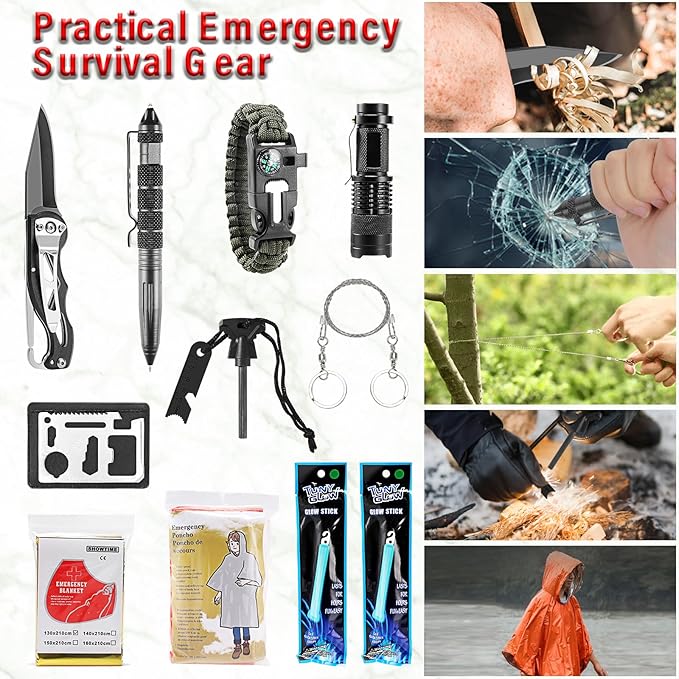 Emergency First Aid Kit - 282 Piece Premium Survival Gear Essentials Supplies for Car, Trucks, Hiking, Travel, Camping, Boating and Adventures, Waterproof Compact Molle Pouch Survival Kit