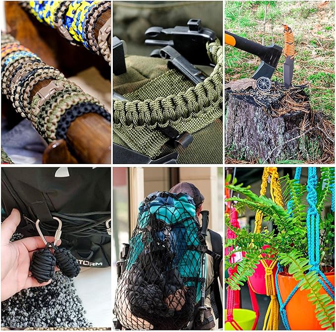 WEREWOLVES Paracord 550, 4MM Paracord 20 Colors & 2MM Micro Paracord Rope 10 Colors with Instructions Book, Paracord Bracelet Combo Crafting Kits, Parachute Cord and Complete Accessories