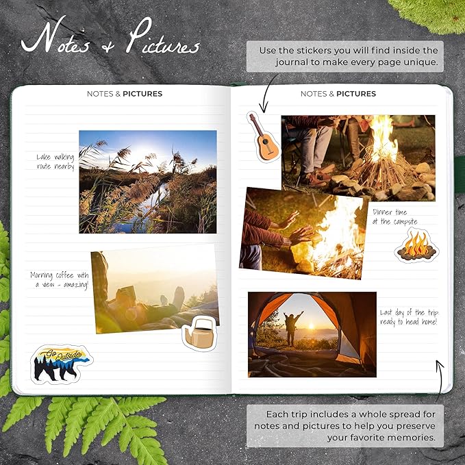 Clever Fox Camping Journal – Camper Log Book & RV Trip Planner – Outdoor Camp Journal & Adventure Travel Notebook for 12 Trips, A5 (Forest Green)