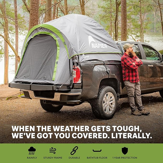 Napier Backroadz Truck Bed with Waterproof Material Coating, Comfortable and Spacious 2 Person Camping Tent, Compact and Full Size Regular Bed Long Bed, Waterproof Bed Tent, Durable and Sturdy Tent / Full Size Regular Bed (6.4'-6.7')