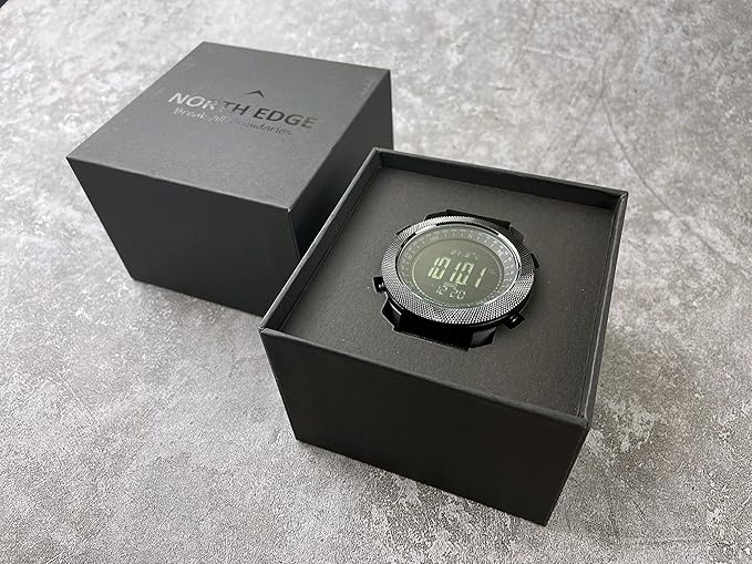 North Edge Apache Tactical Sports Watches for Men , Outdoor Survival Military Compass Rock Solid Digital Watches with Durable Band, Steps Tracker Pedometer Calories (Green)…