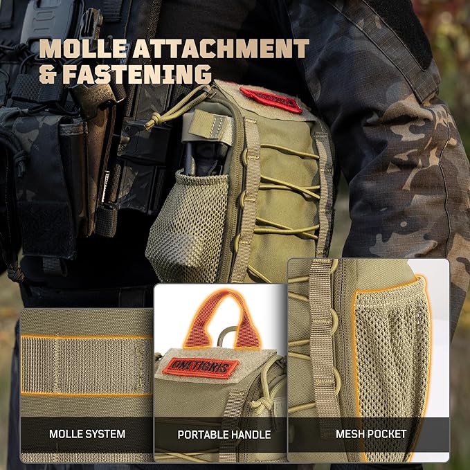 OneTigris IFAK Pouch - Large IFAK Molle Pouch Empty First Aid Bags Only Medical Trauma Kit Bag EMT Pouch MED Waist Bag for Outdoor
