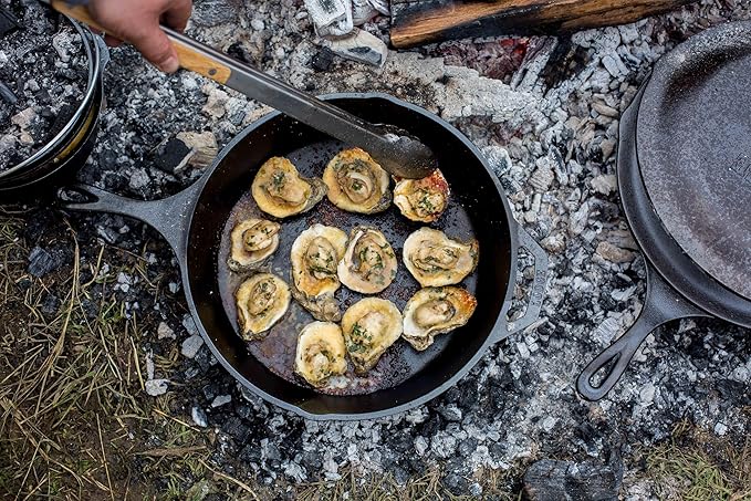 Lodge 13-1/4 Inch Cast Iron Pre-Seasoned Skillet – Signature Teardrop Handle - Use in the Oven, on the Stove, on the Grill, or Over a Campfire, Black