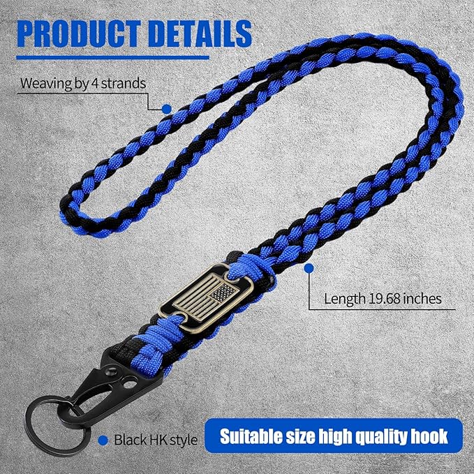 Frienda 2 Set Heavy Duty Paracord Lanyard Necklace Whistles Strap Braided 550 Keychain Lanyard for Outdoor Activities Camera