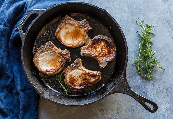 Lodge Seasoned Cast Iron Skillet - 12 Inch Ergonomic Frying Pan with Assist Handle, black