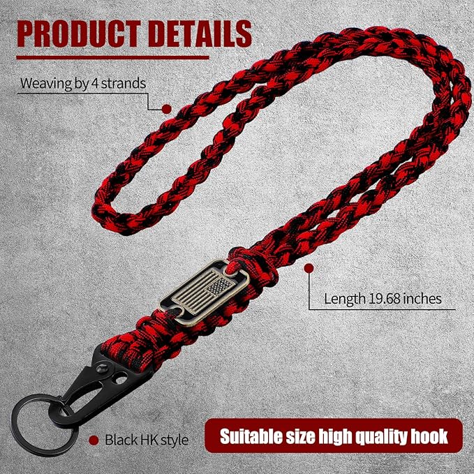 Frienda 2 Set Heavy Duty Paracord Lanyard Necklace Whistles Strap Braided 550 Keychain Lanyard for Outdoor Activities Camera