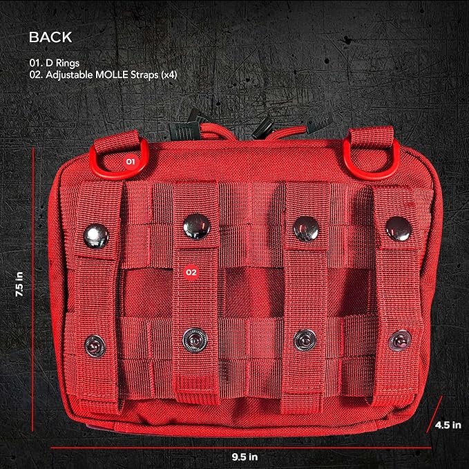EPG Tactical Bag EDC Pouch, Molle Utility Pouch - Organizer, First Aid Black Backpack Organizer Pouches, Backpack, Modular Survival Bag, Gear, Large, Red