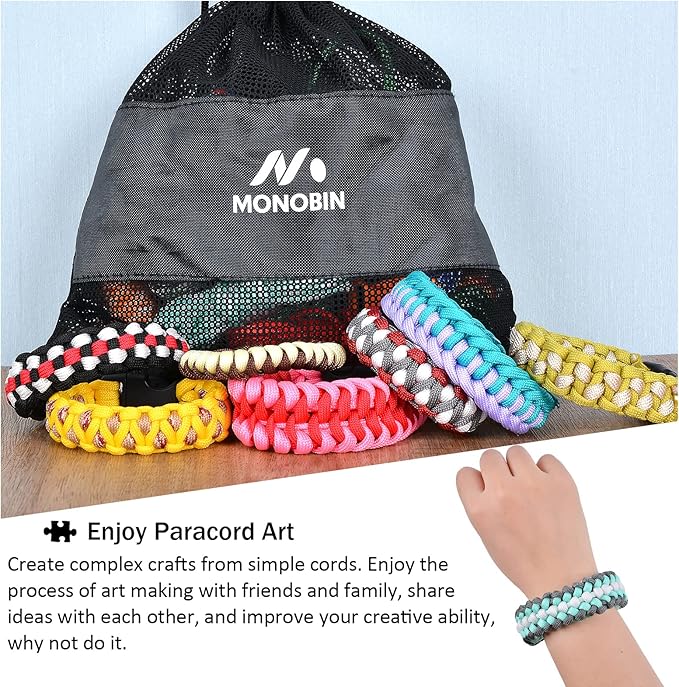 MONOBIN Paracord 550 Combo kit, 24 Colors 10ft Paracord Rope with Instruction, Multifunction Parachute Cord for Making Paracord Bracelets, Lanyard, Dog Collar, Idea for Gift…