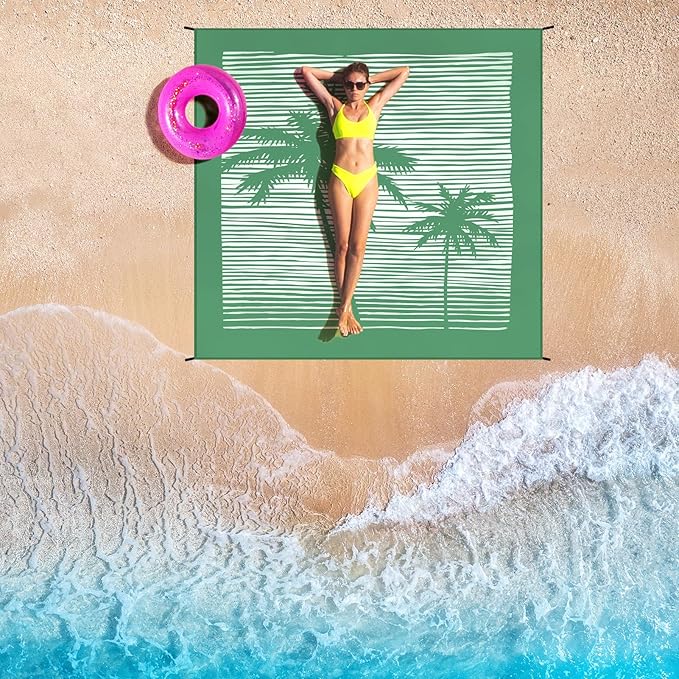 Beach Blanket Waterproof Sandproof Beach Mat 79โx 83โ for 1-4 Adults Quick Drying Durable Outdoor Picnic Mat for Beach Festival Travel Camping Hiking (COCOTREE, 79"ร83"(4 Person))