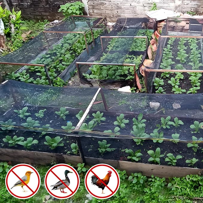Unves Garden Mosquito Netting, 33 x 10 Ft Mosquito Net for Patio, Insect Pest Barrier Bird Netting Mesh for Garden, Soft Plant Covers Protect Vegetables Fruits from Birds Bugs, Hexagonal Mesh, Black