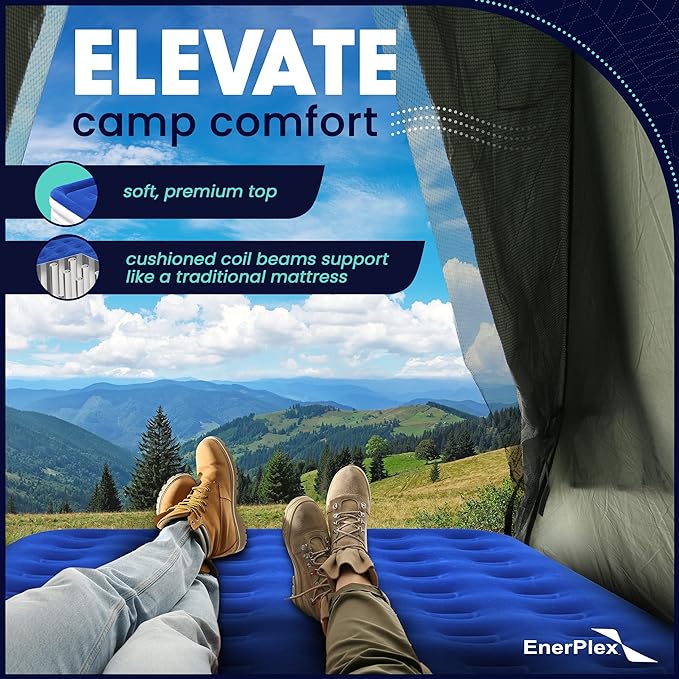 EnerPlex Camping Air Mattress with Built in Pump - Twin Blow Up Mattress for Travel & Guests - Portable Bed for Adults and Kids - Grey