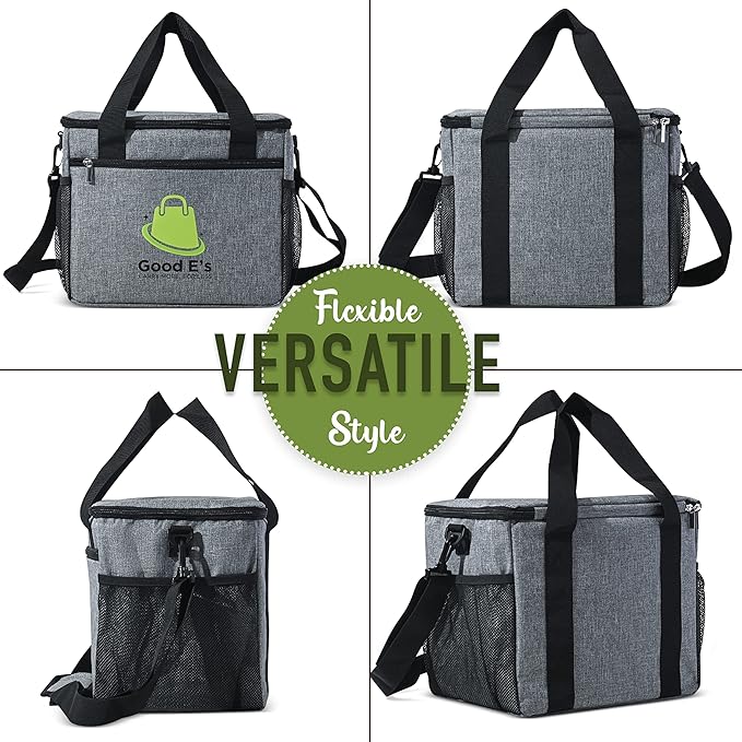 Good Eβs Reusable 6 Cups Insulated Beverage Bag, Portable Cooler Tote with 5 Divider, Shoulder Strap & Side Pockets, Drink Caddy Cup Holder Carrier for Delivery Travel, Insulated Picnic Bag (6 Cups)