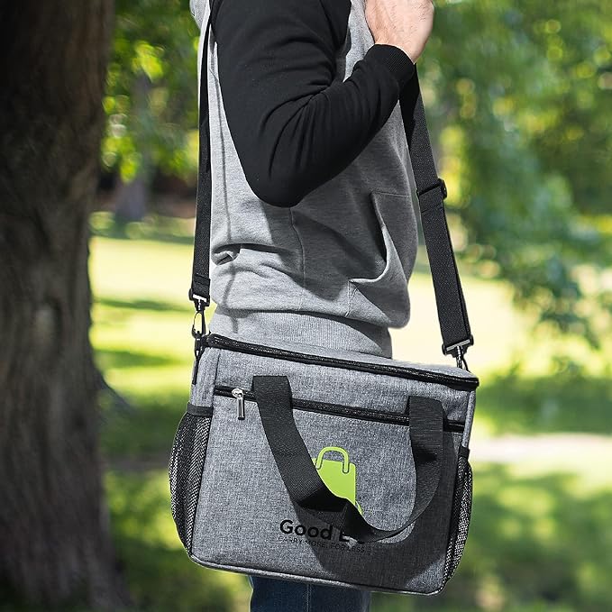Good Eβs Reusable 6 Cups Insulated Beverage Bag, Portable Cooler Tote with 5 Divider, Shoulder Strap & Side Pockets, Drink Caddy Cup Holder Carrier for Delivery Travel, Insulated Picnic Bag (6 Cups)