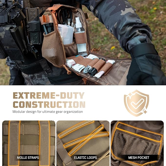 OneTigris IFAK Pouch - Large IFAK Molle Pouch Empty First Aid Bags Only Medical Trauma Kit Bag EMT Pouch MED Waist Bag for Outdoor