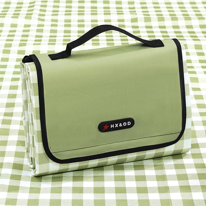 Picnic Blanket Outdoor Extra Large Picnic Mat 80"X60" Camping Blanket Beach Blanket Foldable Waterproof Sand Mat Hiking Travel Family Concerts(Green)