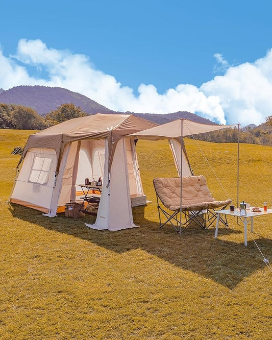 KingCamp Camping Tent 6-8 Person, Weatherproof Hot Tent Large Family Cabin Tents with Stove Jack, Waterproof & Windproof for Family Camping & Outdoor Parties